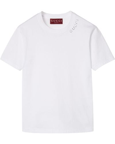 Gucci Crystal-embellished Logo T-shirt - White