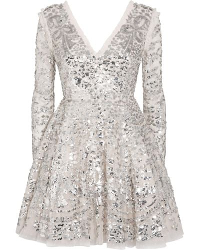 Needle & Thread Embellished Chandelier Mini Dress - White