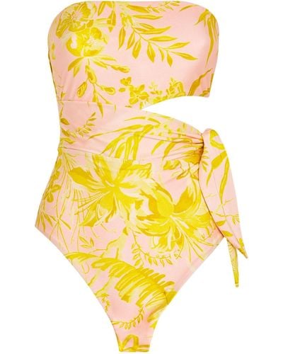 Zimmermann Cut-out Printed Swimsuit - Yellow