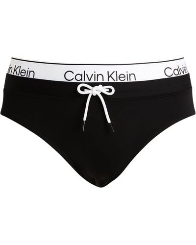 Calvin Klein Logo Waistband Swim Briefs - Black