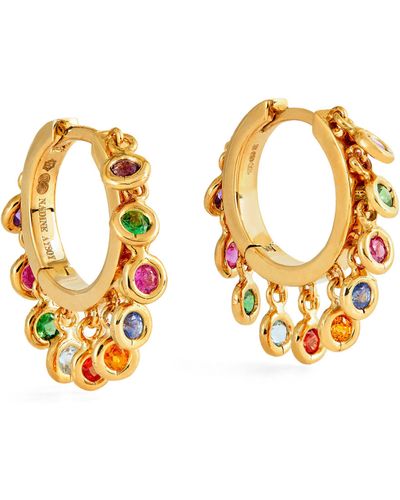 Nadine Aysoy Yellow Gold And Mixed Stone Le Cercle Shakers Hoop Earrings - Metallic
