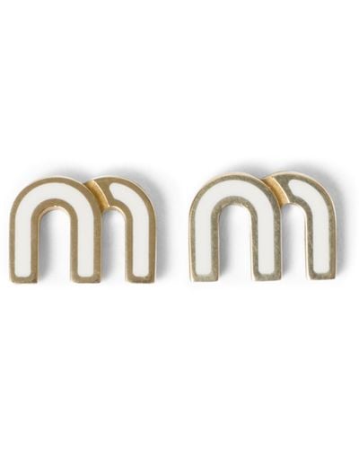 Miu Miu Enamelled Logo Earrings - Metallic