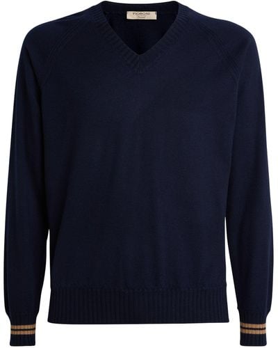 FIORONI CASHMERE Cashmere V-neck Sweater - Blue