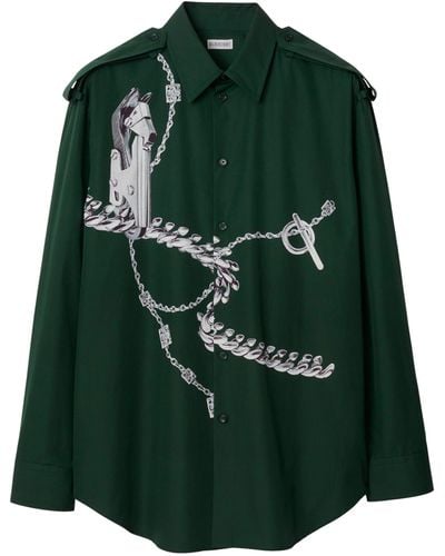 Burberry Cotton Knight Print Shirt - Green