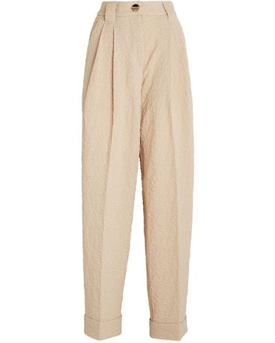 Ganni Textured Suiting Trousers - Natural