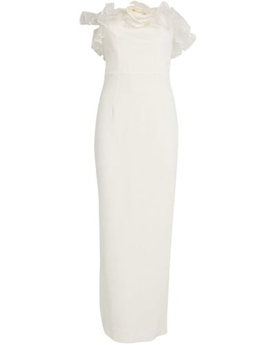 Alessandra Rich Organza-trim Maxi Dress - White