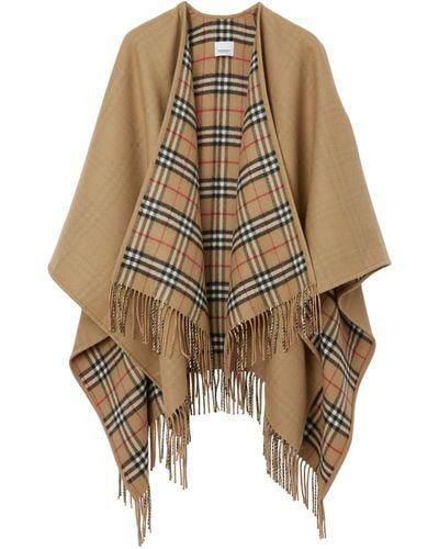 Burberry Wool Check Reversible Cape - Brown