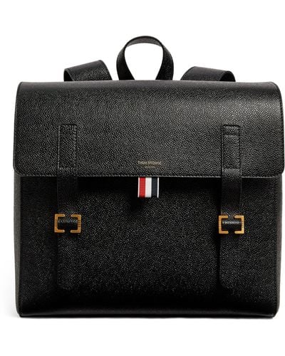 Thom Browne Leather Square Backpack - Black