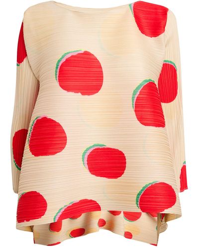 Pleats Please Issey Miyake Bean Dots Blouse - Red