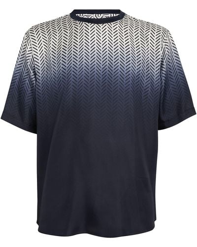 Giorgio Armani Silk Ombre Chevron Print Shirt - Blue