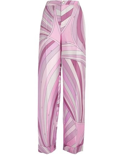 Emilio Pucci Pucci Wide-leg Iride Print Trousers - Pink