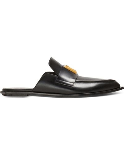 Balmain Leather Ana Backless Loafers - Black