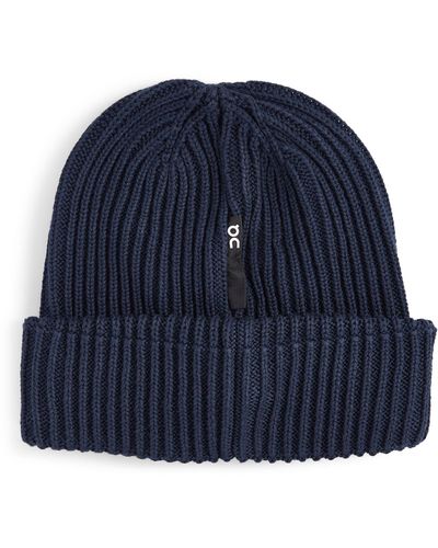 On Shoes Ribbed Beanie - Blue