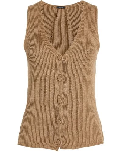 JOSEPH Linen-blend Vest - Brown