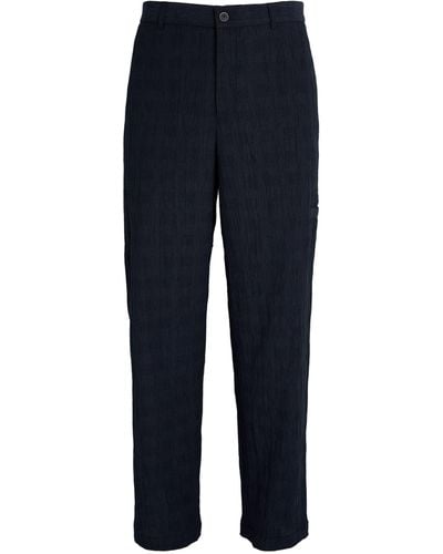 Emporio Armani Textured Tailored Trousers - Blue