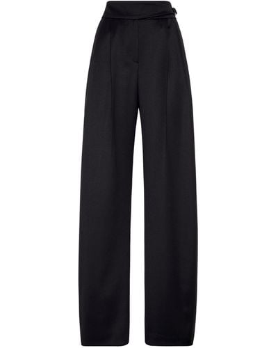 Brunello Cucinelli Virgin Wool And Satin Monili-detail Tuxedo Trousers - Black