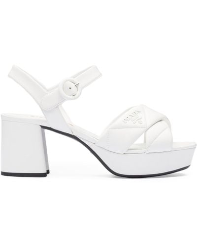 Prada Quilted Leather Platform Sandals 65 - White