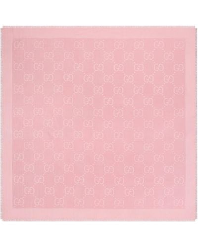 Gucci Silk-wool Gg Scarf - Pink