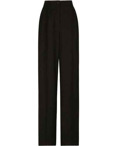 Dolce & Gabbana Wool Straight-leg Trousers - Black