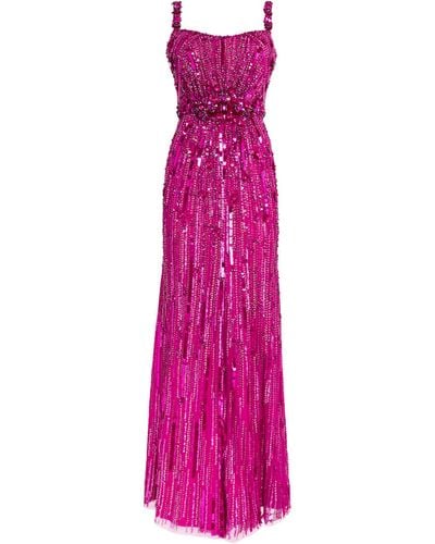 Jenny Packham Sequin-embellished Bright Gem Gown - Pink