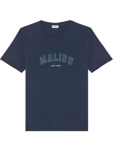 Saint Laurent Malibu Logo Print T-shirt - Blue
