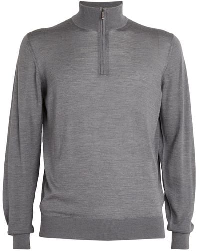 Pal Zileri Wool-silk Quarter-zip Sweater - Grey