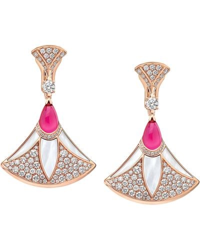 BVLGARI Rose Gold, Diamond And Mother-of-pearl Diva's Dream Earrings - Pink
