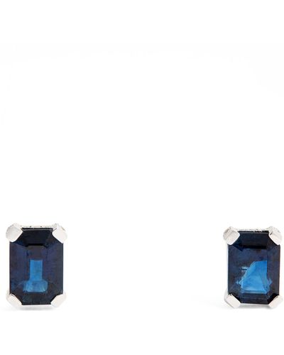 SHAY White Gold And Sapphire Stud Earrings - Blue