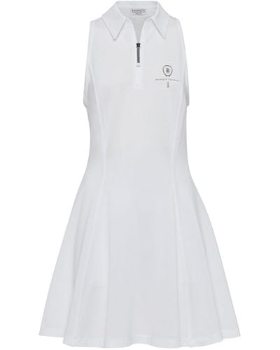 Brunello Cucinelli Stretch-cotton Piqué Tennis Dress - White