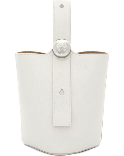 Loewe Mini Leather Pebble Bucket Bag - White