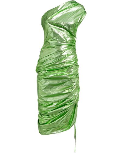 Sandra Mansour Metallic Ruched Grace Midi Dress - Green