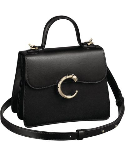 Cartier Leather Mini Panthère De Top-handle Bag - Black