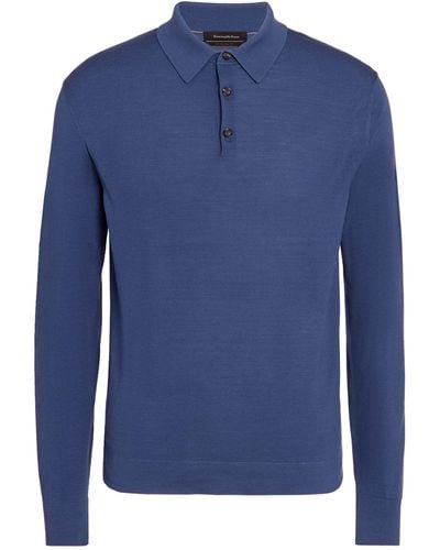 ZEGNA 12milmil12 Wool Long-sleeved Polo Shirt - Blue