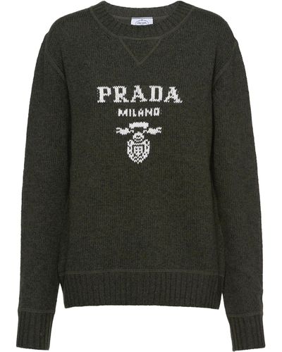 Prada Wool-cashmere Logo Sweater - Black