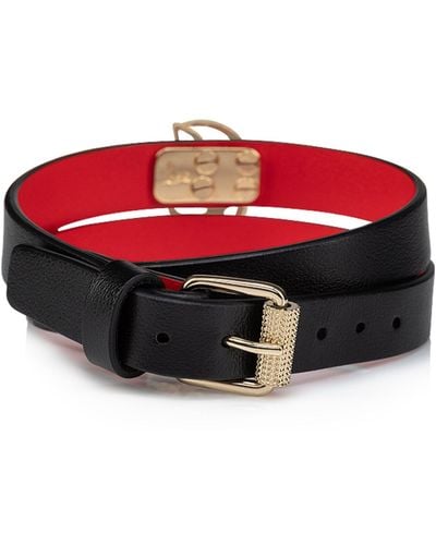 Christian Louboutin Leather Cl Logo Double Bracelet - Red