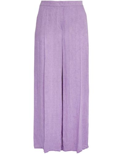 Marina Rinaldi Linen Wide-leg Trousers - Purple