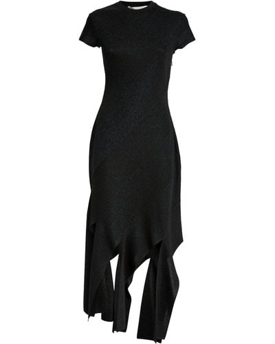 Stella McCartney Knitted Asymmetric Midi Dress - Black