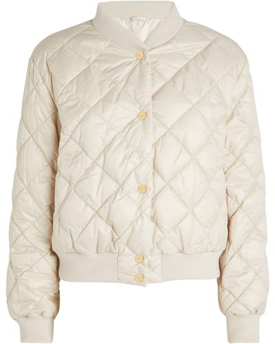 Max Mara Quilted Bomber Jacket - White