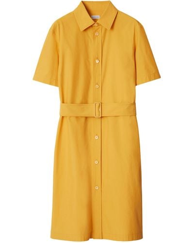 Burberry Cotton-blend Ekd Shirt Dress - Yellow