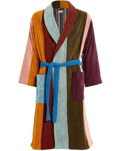 Paul Smith Artist Stripe Towelling Robe - Red