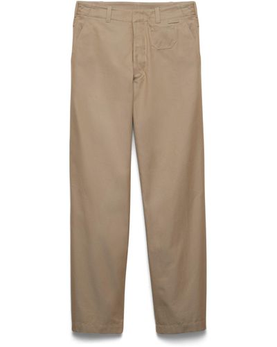 Prada Cotton Wide-leg Trousers - Natural