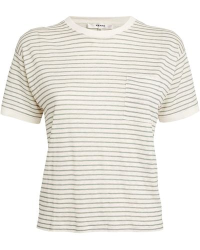 FRAME Organic Linen Striped T-shirt - White