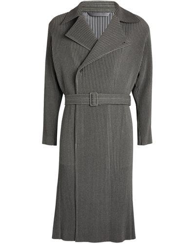 Homme Plissé Issey Miyake Pleated Overcoat - Gray