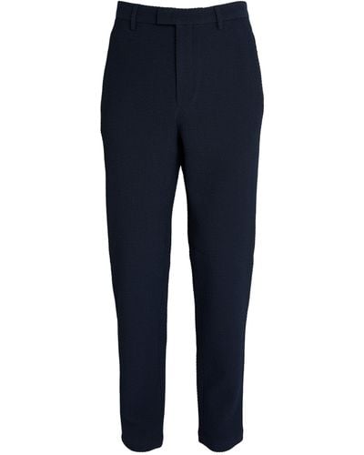 Emporio Armani Textured Slim-leg Trousers - Blue
