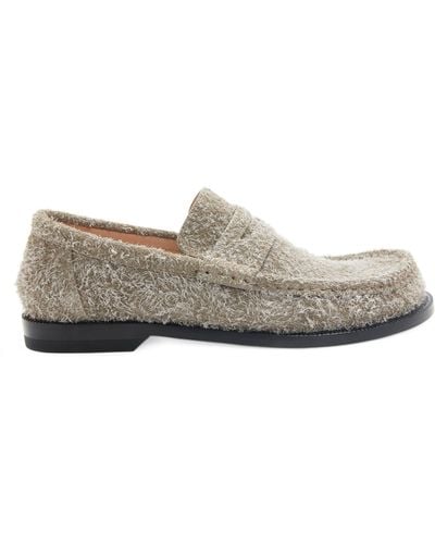 Loewe Brushed Suede Campo Loafers - Gray
