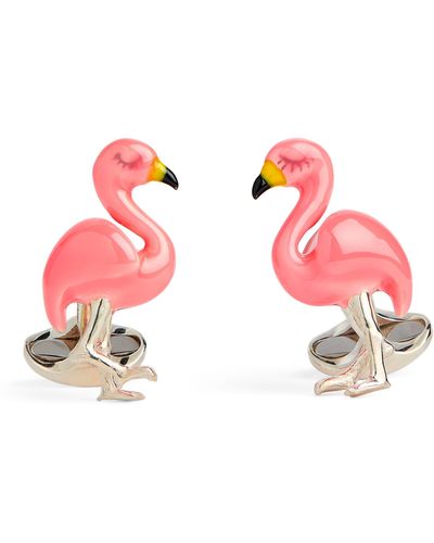 Deakin & Francis Sterling Silver Flamingo Cufflinks - Pink