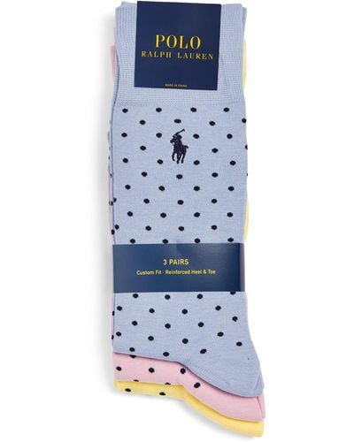 Polo Ralph Lauren Polo Pony Polka-dot Socks (pack Of 3) - Blue