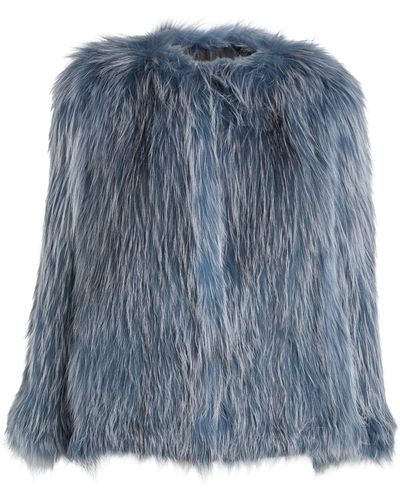 Yves Salomon Fox Fur Coat - Blue