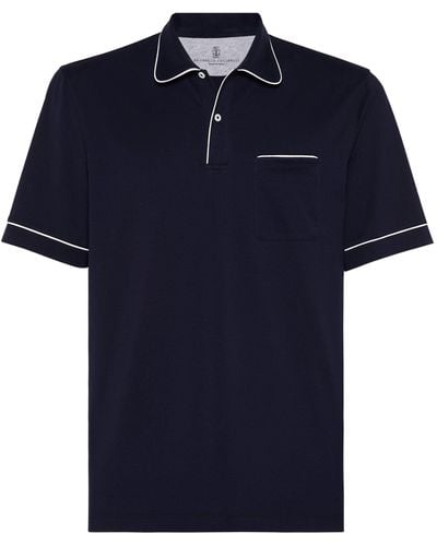 Brunello Cucinelli Club Collar Polo Shirt - Blue