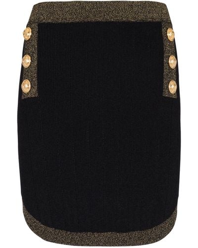 Balmain Knitted Button-detail Mini Skirt - Black